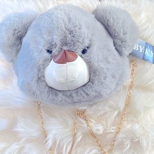 Adorable grey teddy 🐻 plush purse